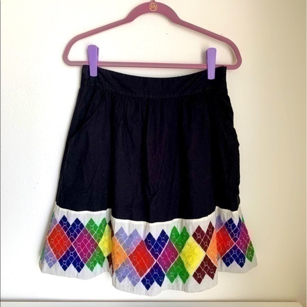 Anthropologie black multi color full skirt